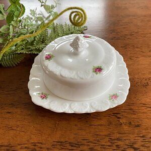 Royal Stafford Bone China Roses Covered Butter Dish​​​​​​​​​